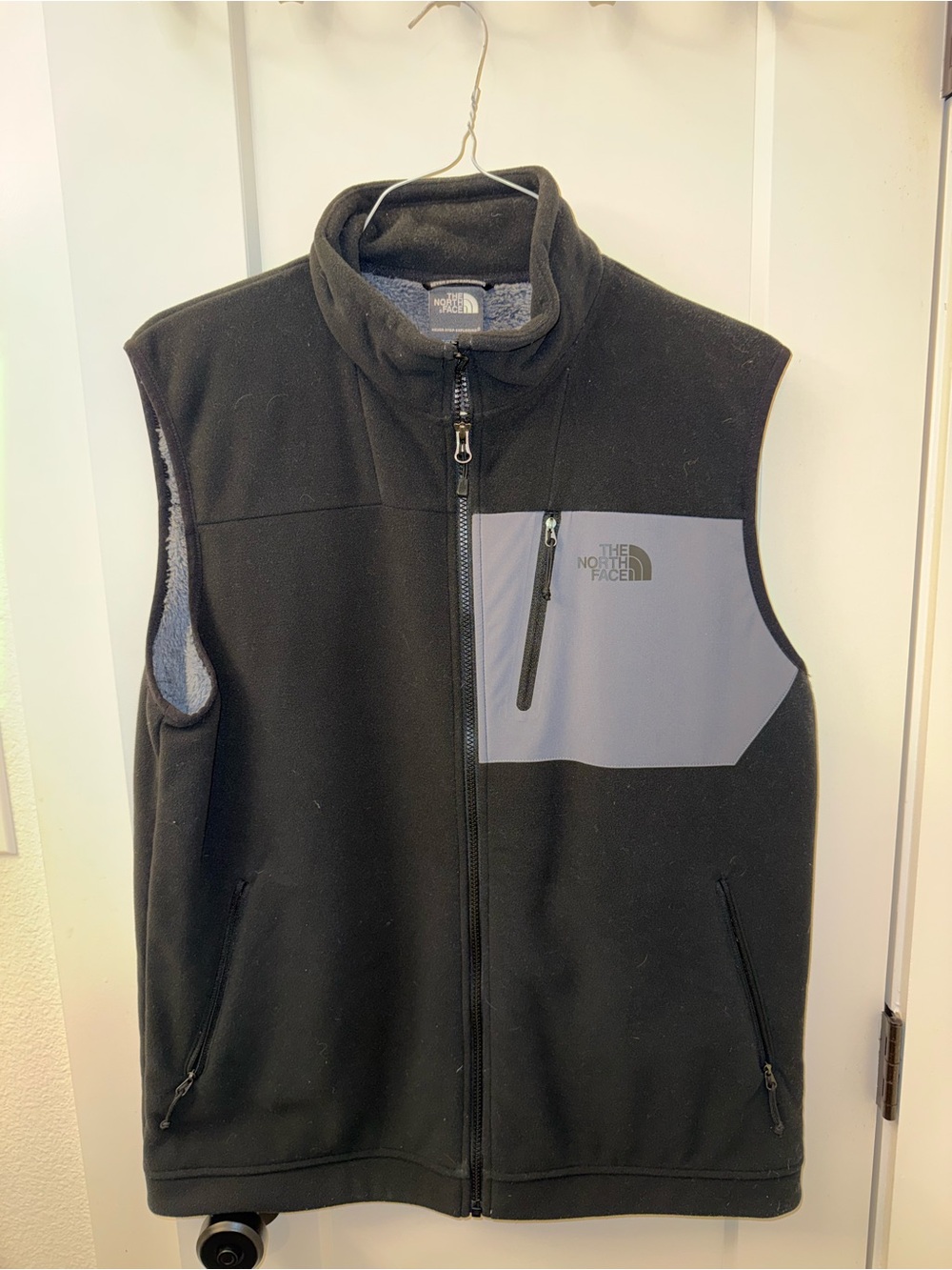 The North Face Black and Gray Fleece Zip Vest